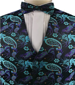 Mix Aqua Colorful Paisley Classical Wedding Waistcoat Set