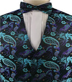 Mix Aqua Colorful Paisley Classical Wedding Waistcoat Set