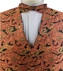 Orange Colorful Paisley Classical Wedding Waistcoat Set