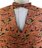 Orange Colorful Paisley Classical Wedding Waistcoat Set