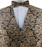 Beige Paisley Wedding/Tuxedo Waistcoat+Bowtie+Hanky