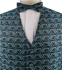 Mix Blue Colorful Paisley Classical Wedding Waistcoat Set