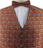 Mix Orange Colorful Paisley Classical Wedding Waistcoat Set