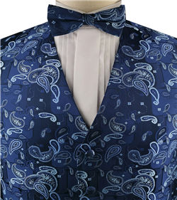 Navy Paisley Wedding/Tuxedo Waistcoat+Bowtie+Hanky