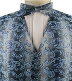 Mix Navy Paisley Wedding/Tuxedo Waistcoat+Bowtie+Hanky