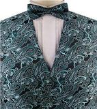 Mix Turquoise Colorful Paisley Classical Wedding Waistcoat Set