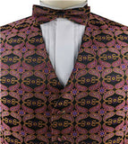 Mix Beige Microfiber Paisley Tuxedo Waistcoat+Bowtie+Hanky