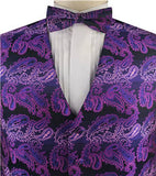 Mix Purple Paisley Wedding/Tuxedo Waistcoat+Bowtie+Hanky