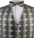 Brown Classical Wedding/Tuxedo Waistcoat+Bowtie+Hanky