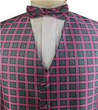 Pink Classical Wedding/Tuxedo Waistcoat+Bowtie+Hanky