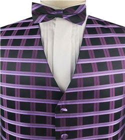 Purple Classical Wedding/Tuxedo Waistcoat+Bowtie+Hanky