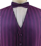 Purple Vertical Classical Microfiber Groomsman Tuxedo Vest+Bowtie+Hanky