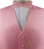 Pink Classical Tuxedo Microfiber Waistcoat+Bowtie+Hanky