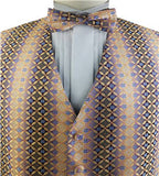 Brown Classical Microfiber Wedding/Tuxedo Waistcoat+Bowtie+Hanky